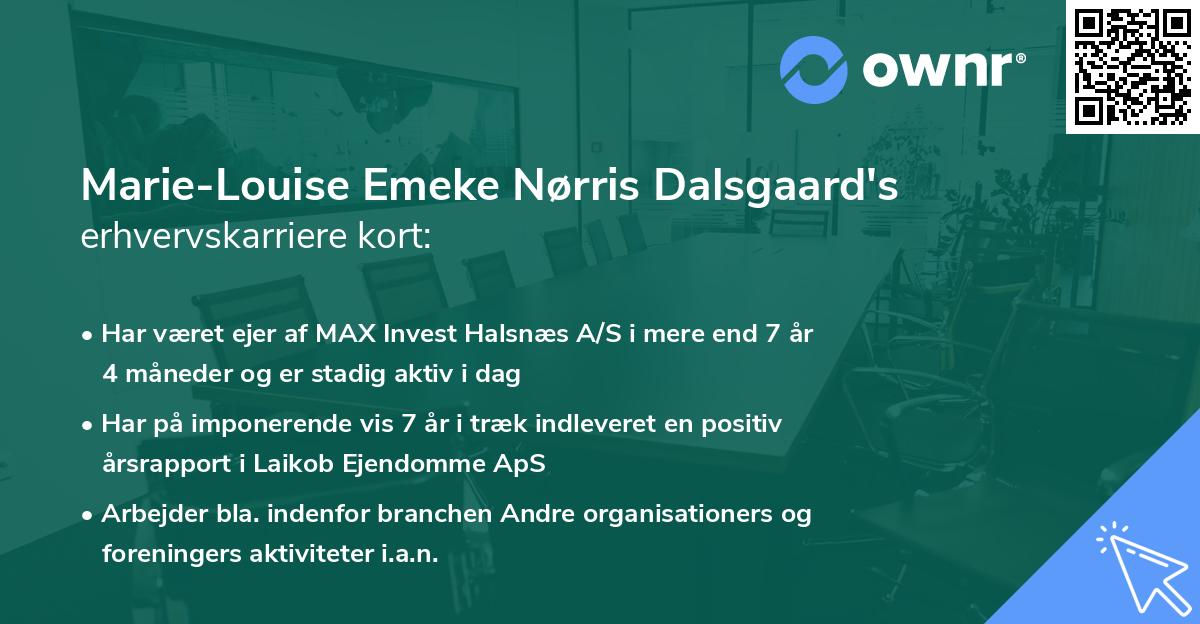 Marie-Louise Emeke Nørris Dalsgaard's erhvervskarriere kort