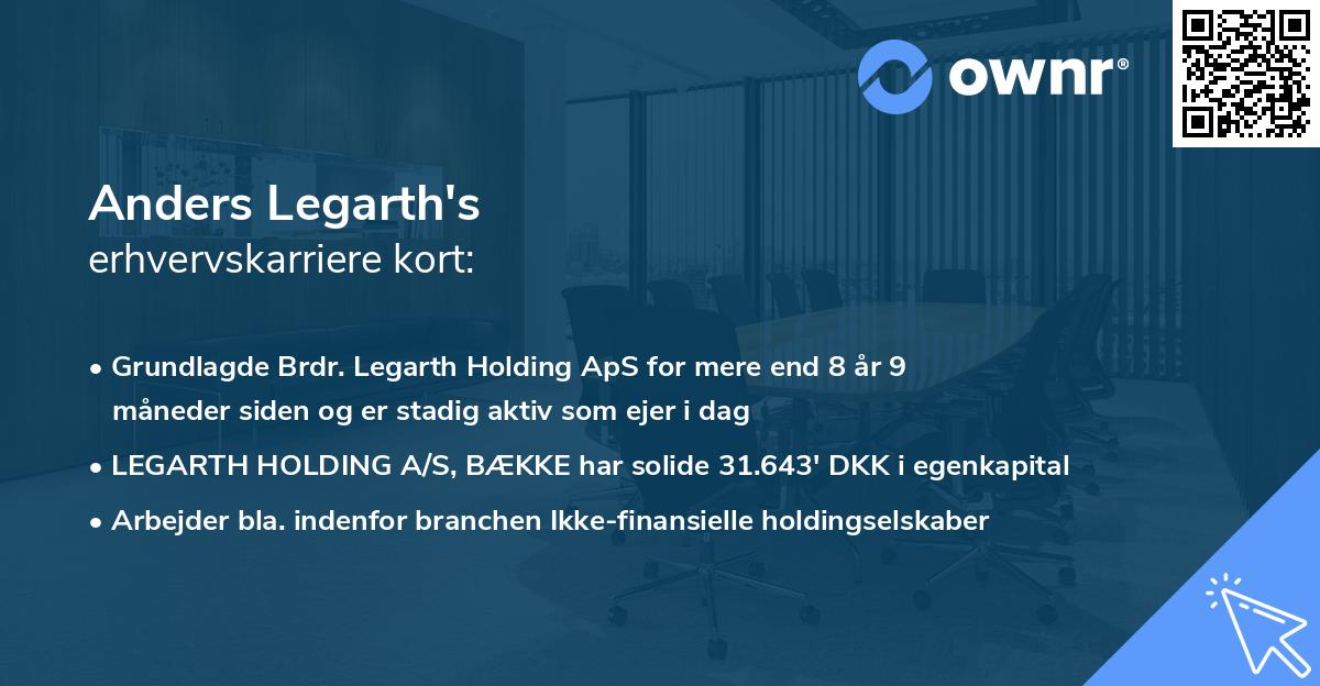 Anders Legarth's erhvervskarriere kort