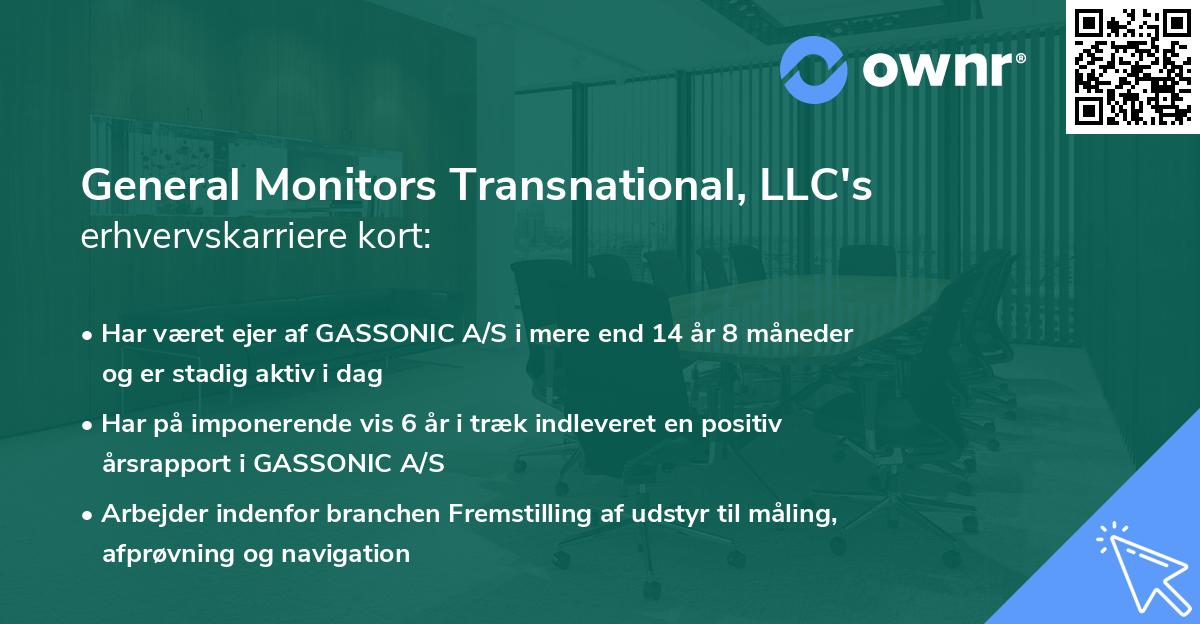 General Monitors Transnational, LLC's erhvervskarriere kort