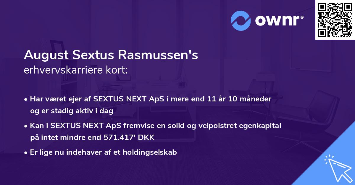 August Sextus Rasmussen's erhvervskarriere kort