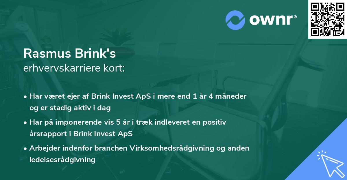 Rasmus Brink's erhvervskarriere kort