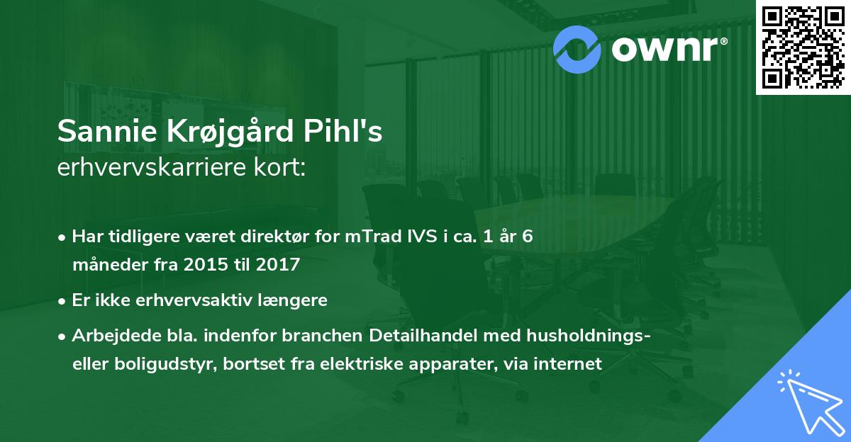 Sannie Krøjgård Pihl's erhvervskarriere kort