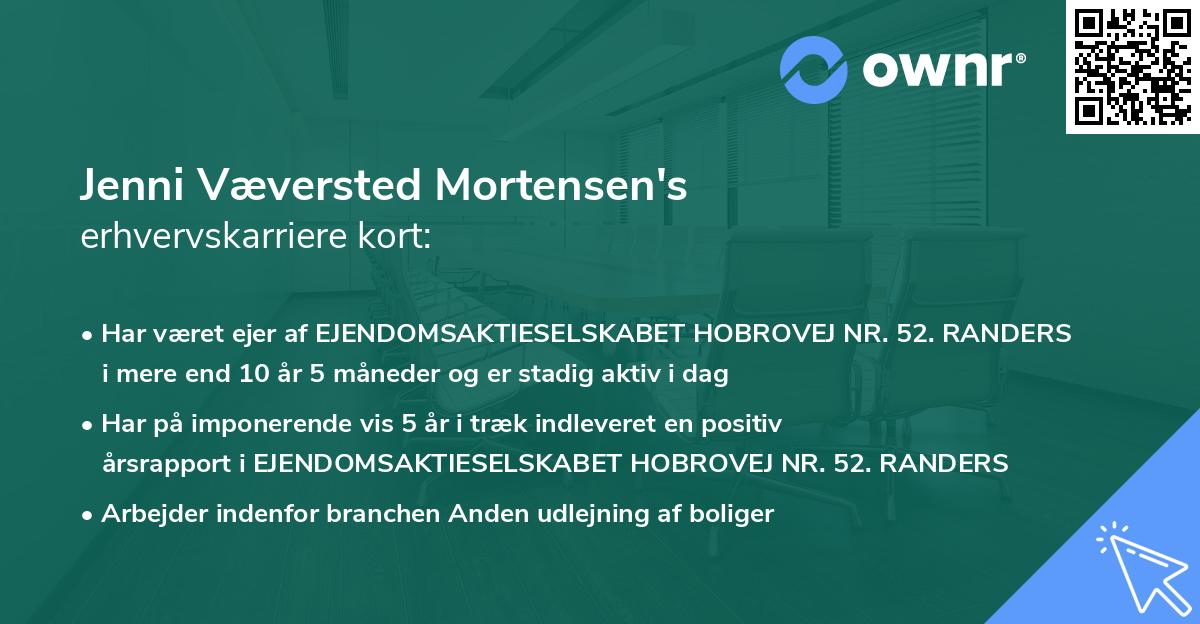 Jenni Væversted Mortensen's erhvervskarriere kort