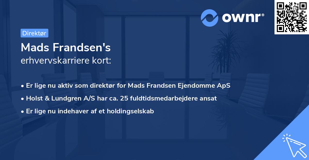 Mads Frandsen's erhvervskarriere kort