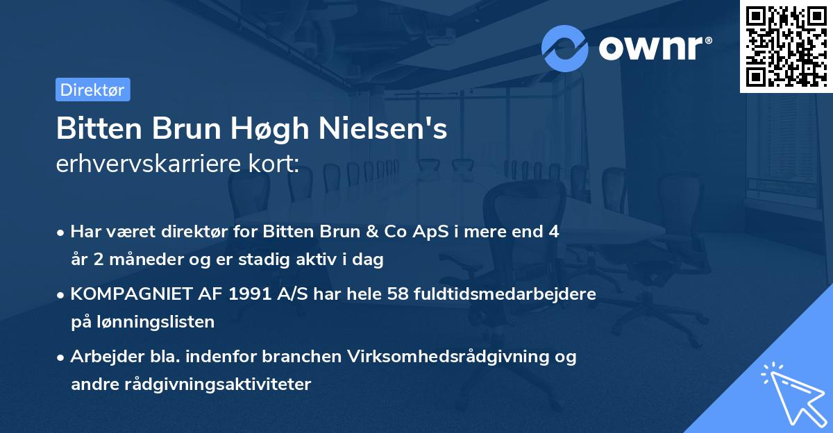 Bitten Brun Høgh Nielsen's erhvervskarriere kort