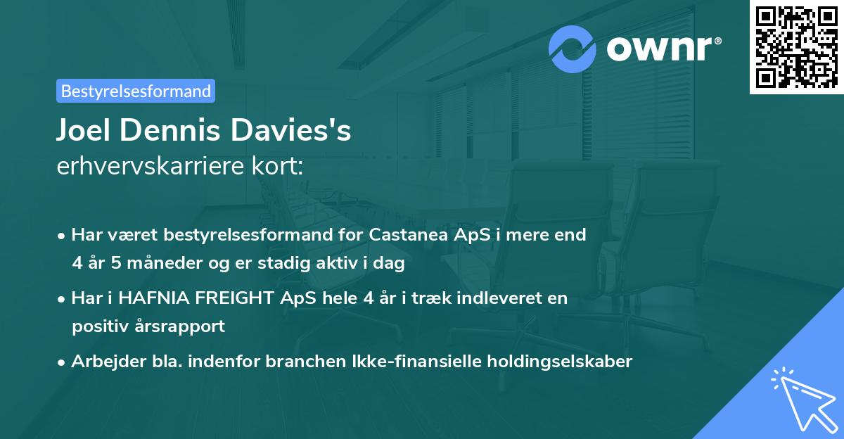 Joel Dennis Davies's erhvervskarriere kort
