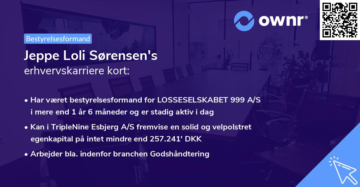 Jeppe Loli Sørensen's erhvervskarriere kort