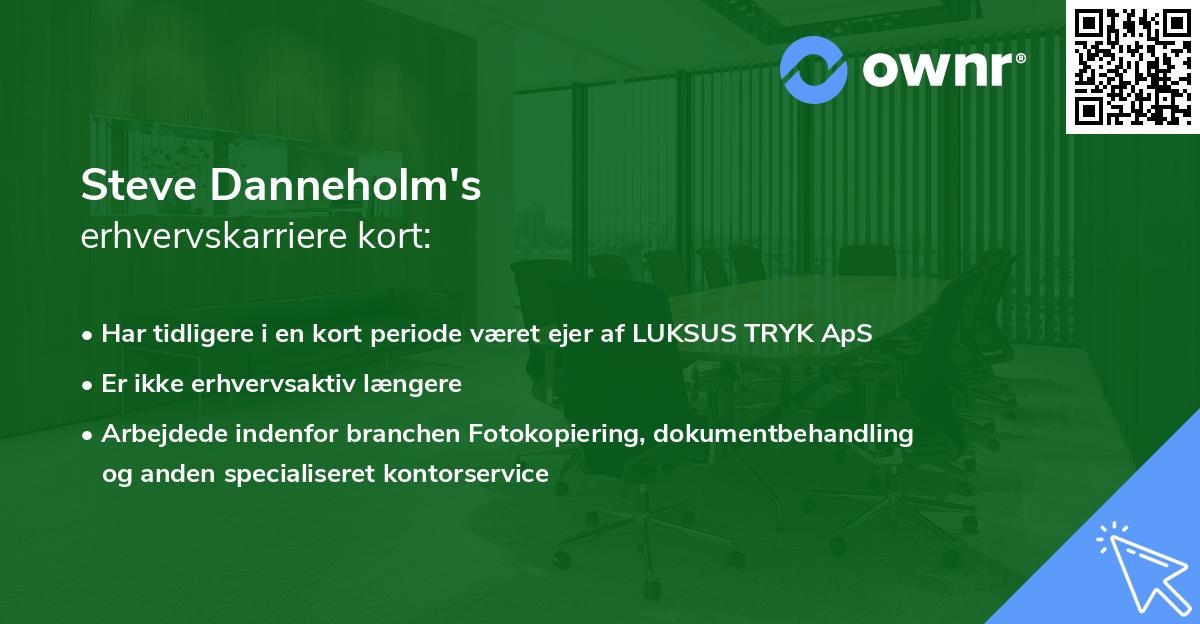 Steve Danneholm's erhvervskarriere kort