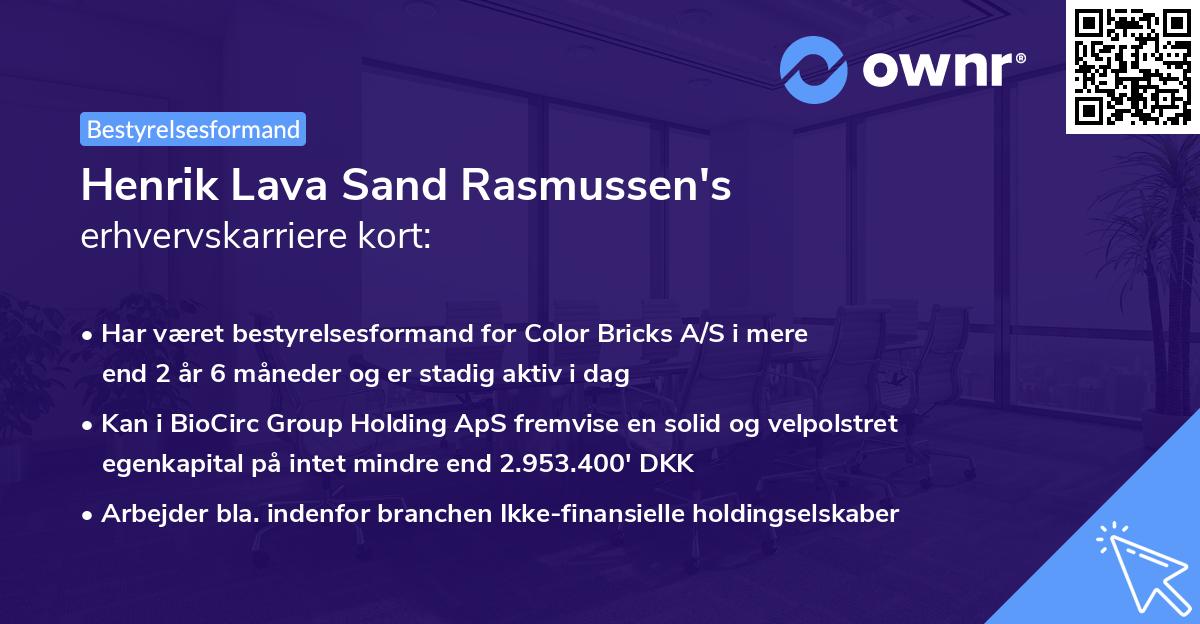 Henrik Lava Sand Rasmussen's erhvervskarriere kort