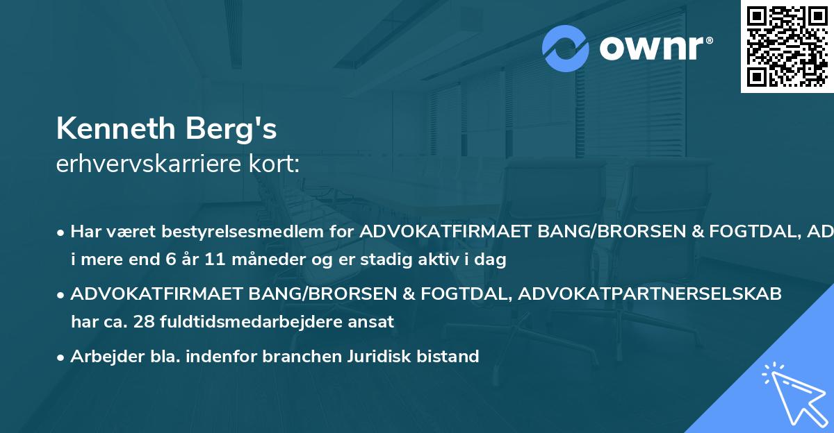 Kenneth Berg's erhvervskarriere kort