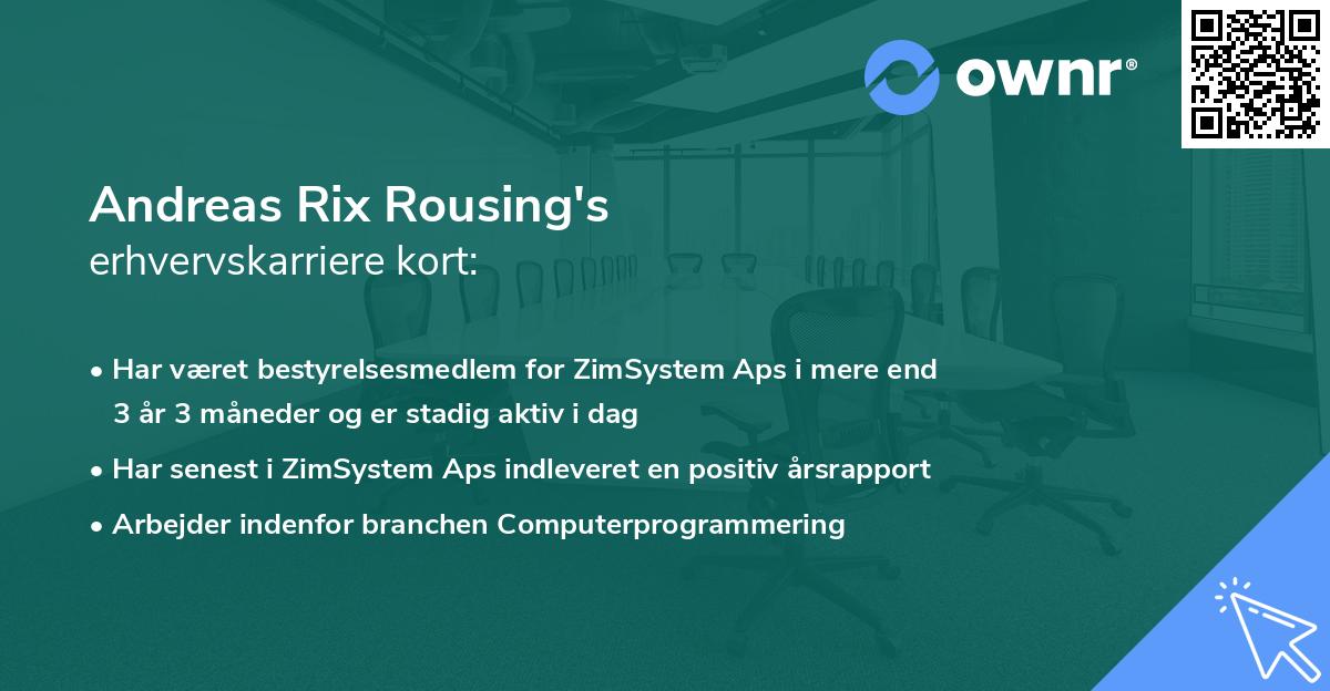 Andreas Rix Rousing's erhvervskarriere kort