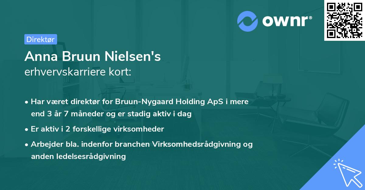 Anna Bruun Nielsen's erhvervskarriere kort