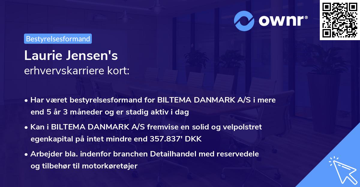 Laurie Jensen's erhvervskarriere kort