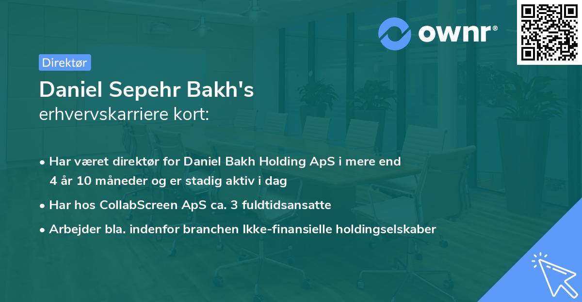 Daniel Sepehr Bakh's erhvervskarriere kort