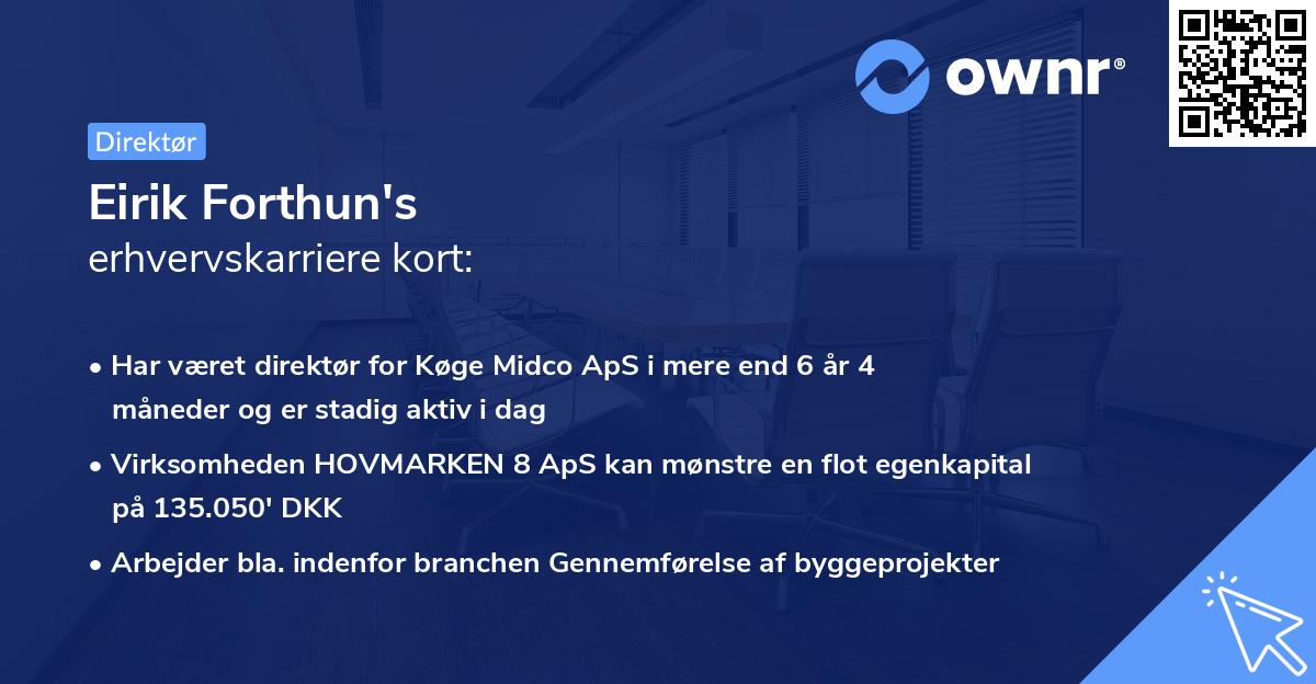 Eirik Forthun's erhvervskarriere kort