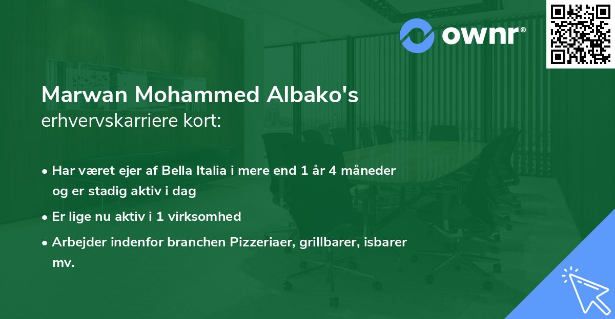 Marwan Mohammed Albako's erhvervskarriere kort