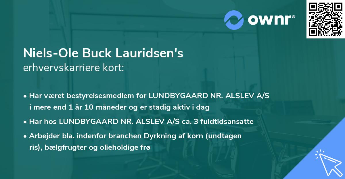 Niels-Ole Buck Lauridsen's erhvervskarriere kort