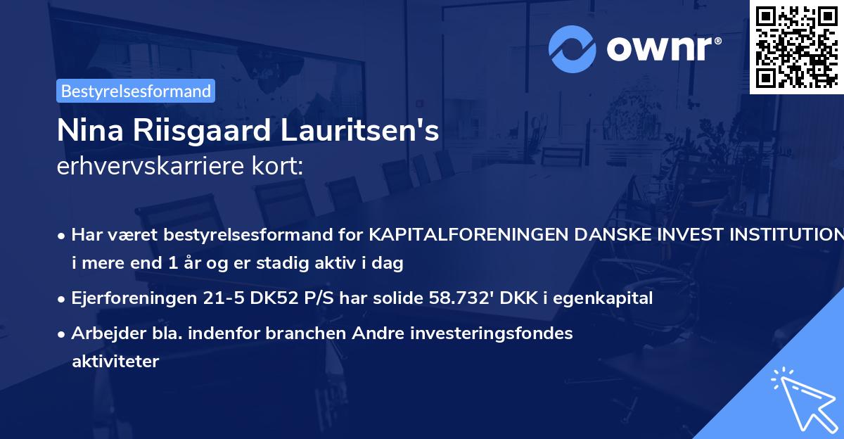 Nina Riisgaard Lauritsen's erhvervskarriere kort