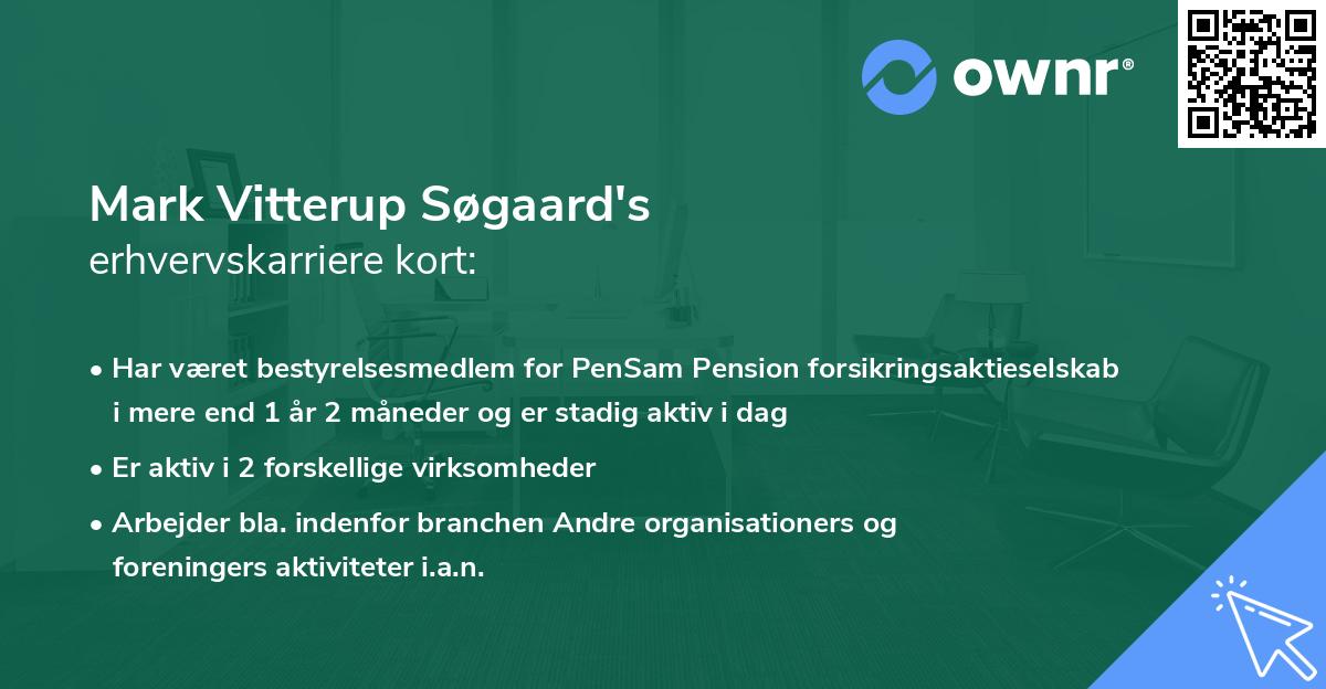 Mark Vitterup Søgaard's erhvervskarriere kort