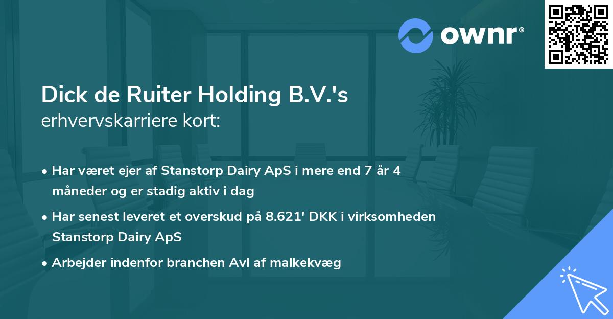 Dick de Ruiter Holding B.V.'s erhvervskarriere kort