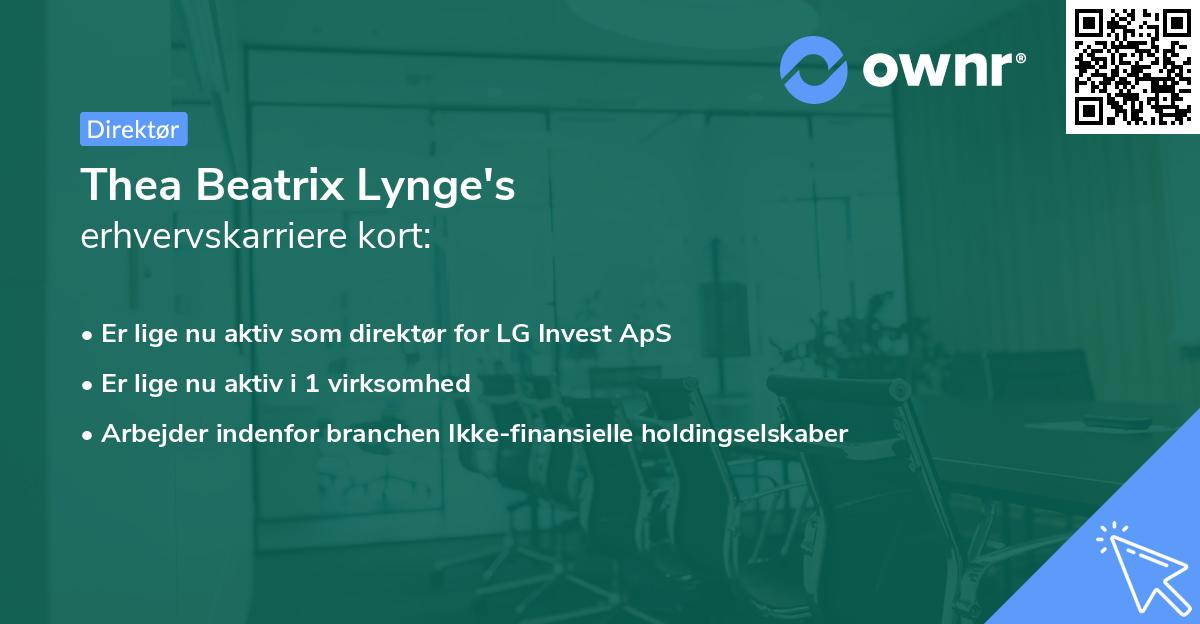 Thea Beatrix Lynge's erhvervskarriere kort