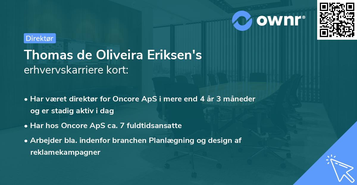 Thomas de Oliveira Eriksen's erhvervskarriere kort