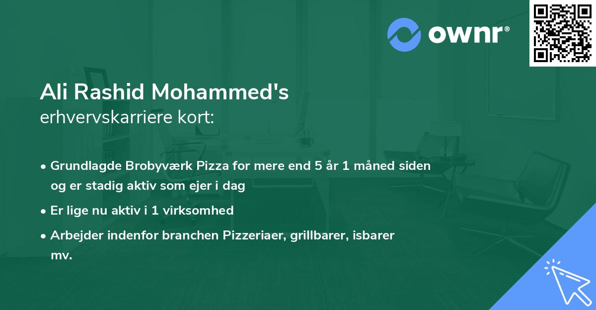 Ali Rashid Mohammed's erhvervskarriere kort