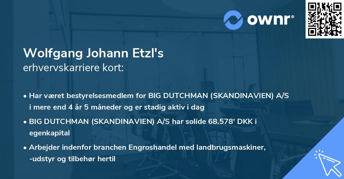 Wolfgang Johann Etzl's erhvervskarriere kort