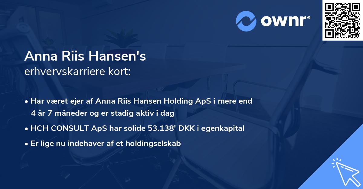 Anna Riis Hansen's erhvervskarriere kort