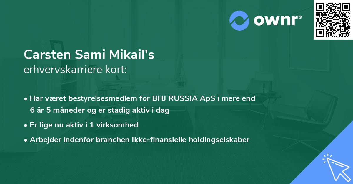 Carsten Sami Mikail's erhvervskarriere kort