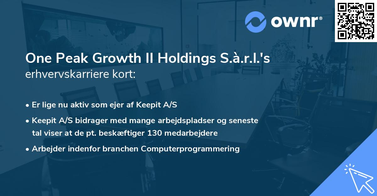 One Peak Growth II Holdings S.à.r.l.'s erhvervskarriere kort