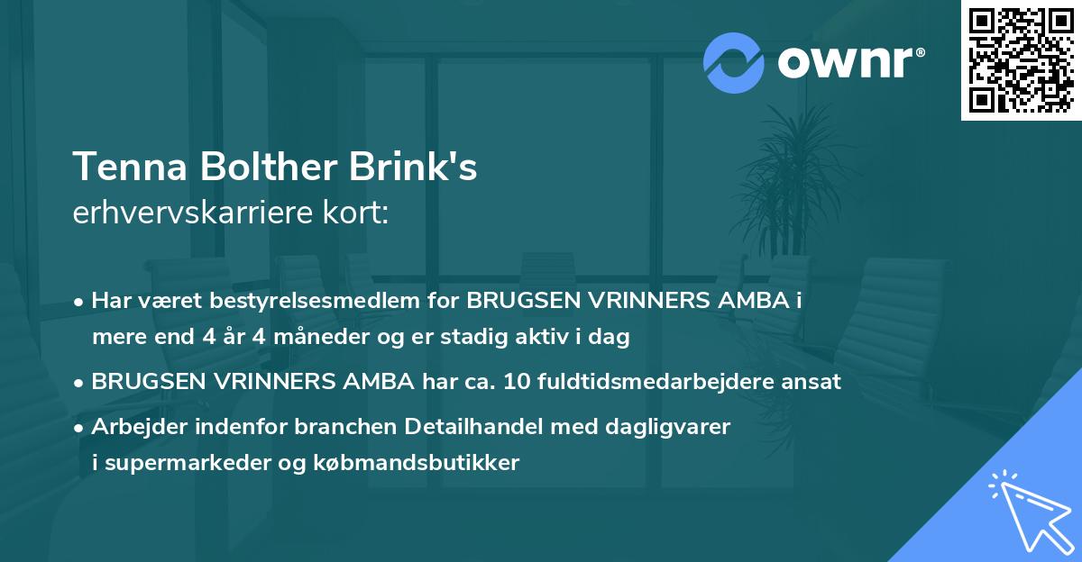 Tenna Bolther Brink's erhvervskarriere kort