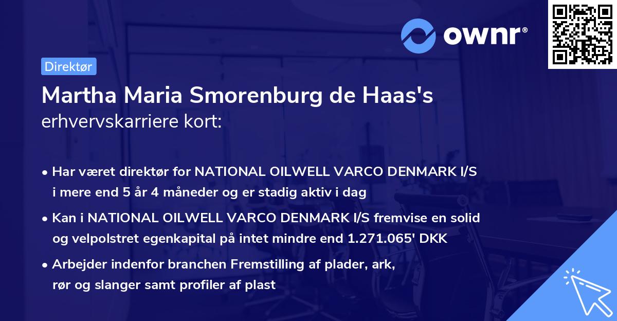 Martha Maria Smorenburg de Haas's erhvervskarriere kort