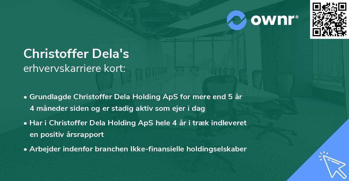 Christoffer Dela's erhvervskarriere kort