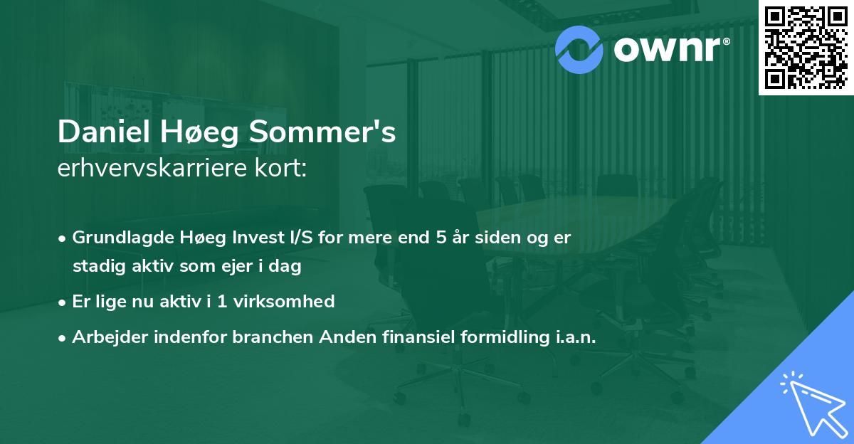 Daniel Høeg Sommer's erhvervskarriere kort