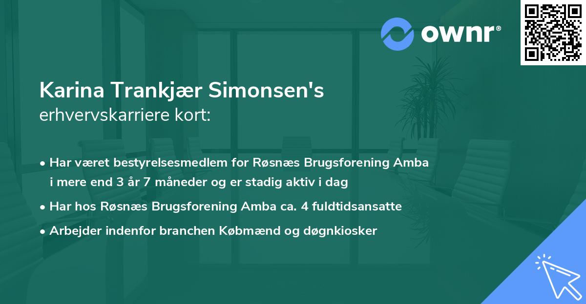 Karina Trankjær Simonsen's erhvervskarriere kort