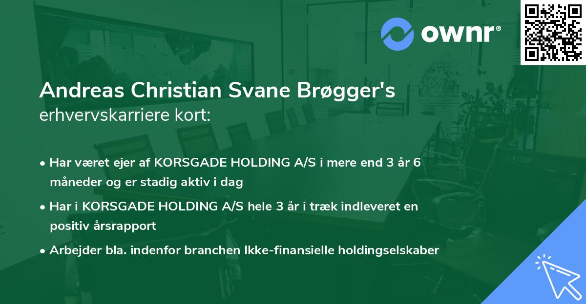 Andreas Christian Svane Brøgger's erhvervskarriere kort