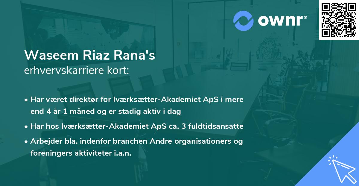 Waseem Riaz Rana's erhvervskarriere kort
