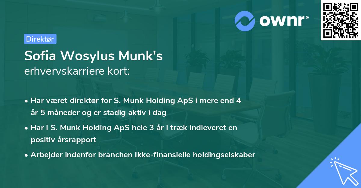 Sofia Wosylus Munk's erhvervskarriere kort