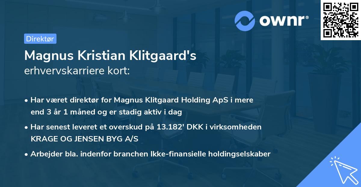 Magnus Kristian Klitgaard's erhvervskarriere kort