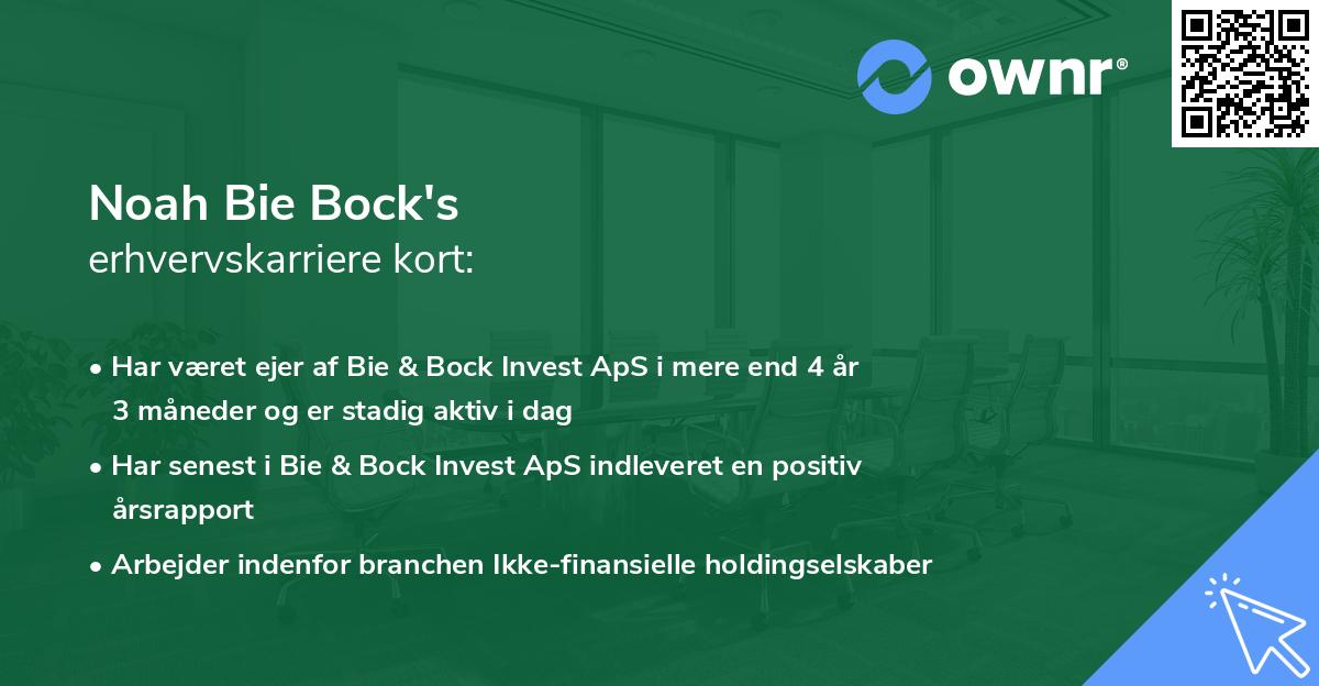 Noah Bie Bock's erhvervskarriere kort