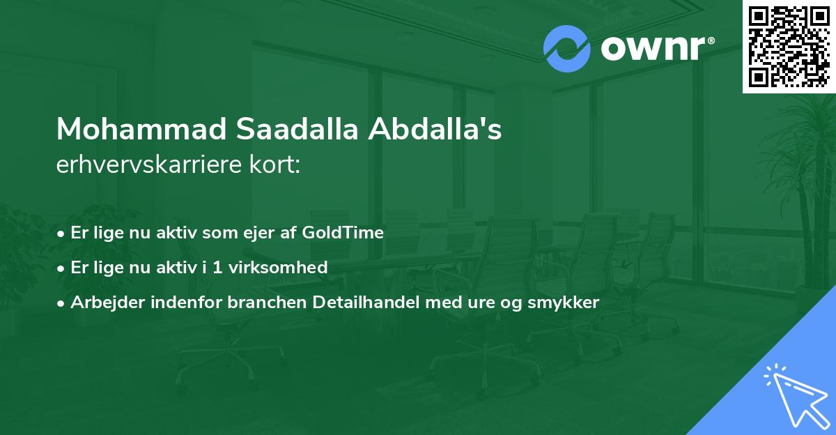 Mohammad Saadalla Abdalla's erhvervskarriere kort