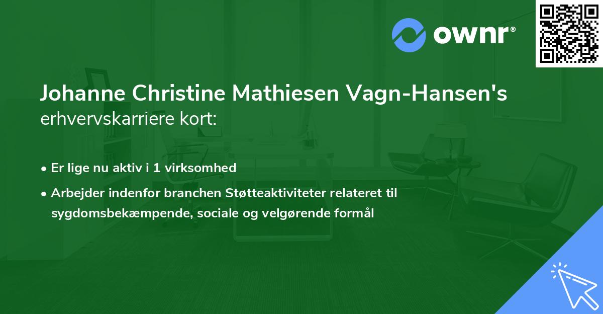 Johanne Christine Mathiesen Vagn-Hansen's erhvervskarriere kort