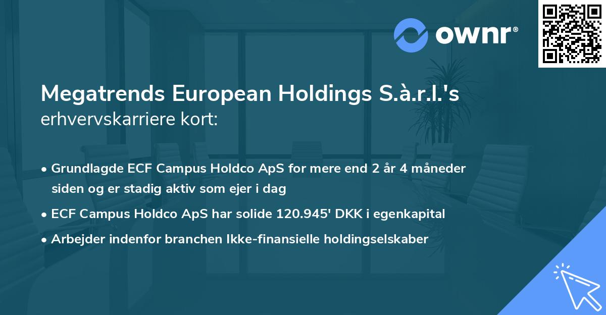 Megatrends European Holdings S.à.r.l.'s erhvervskarriere kort