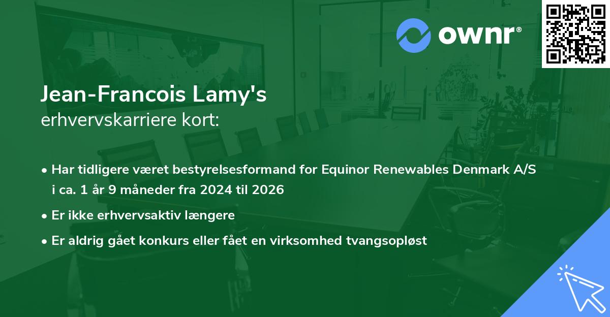 Jean-Francois Lamy's erhvervskarriere kort