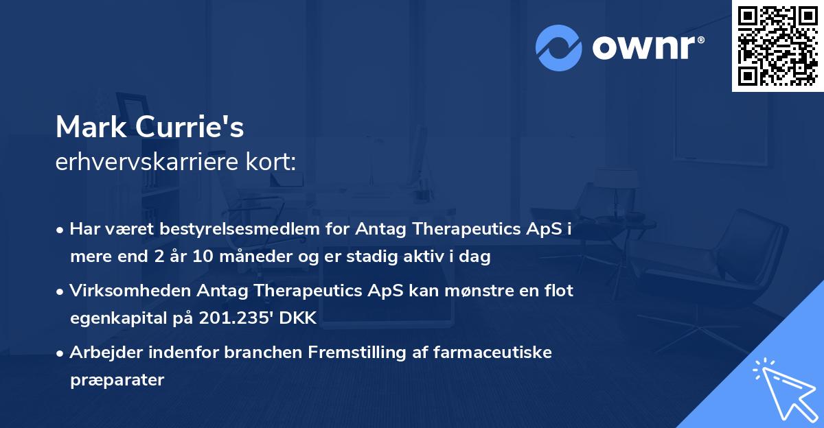 Mark Currie's erhvervskarriere kort