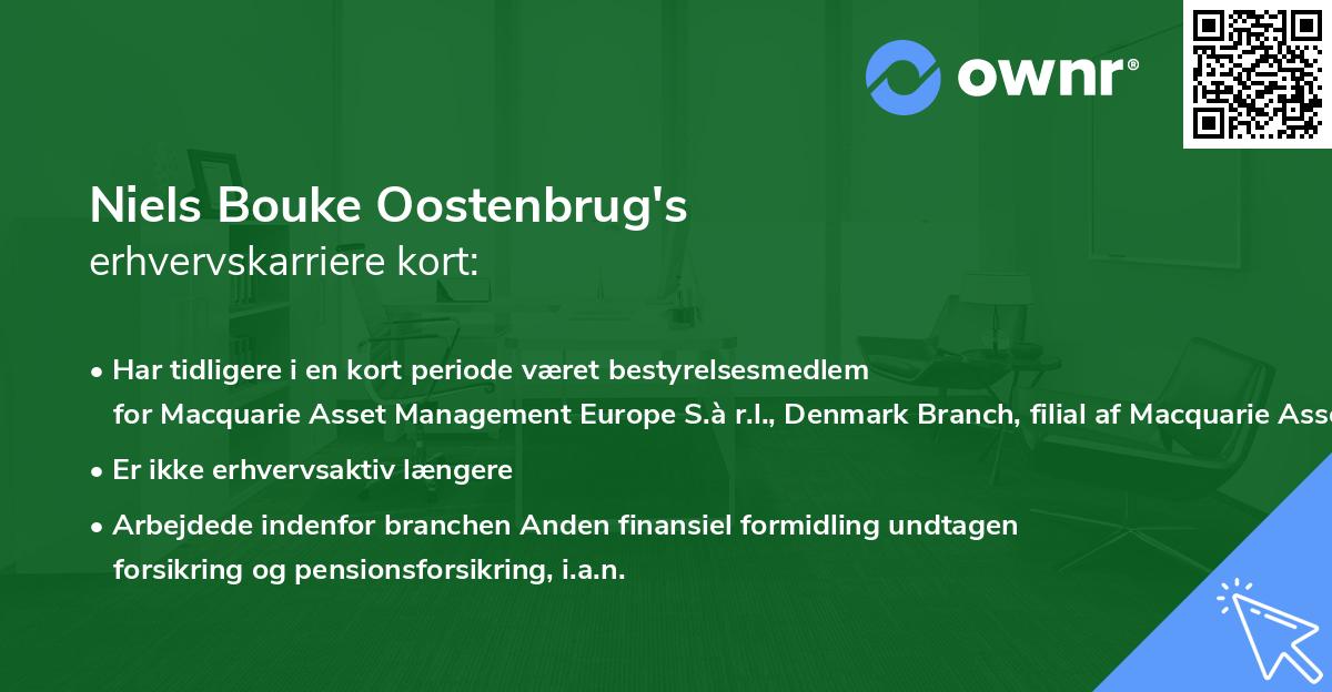 Niels Bouke Oostenbrug's erhvervskarriere kort
