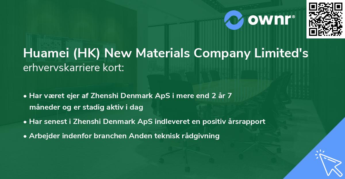 Huamei (HK) New Materials Company Limited's erhvervskarriere kort