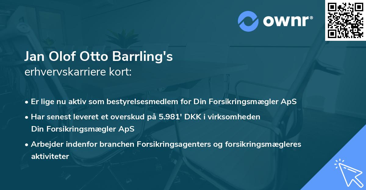 Jan Olof Otto Barrling's erhvervskarriere kort