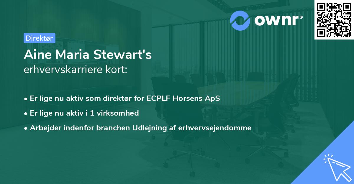 Aine Maria Stewart's erhvervskarriere kort